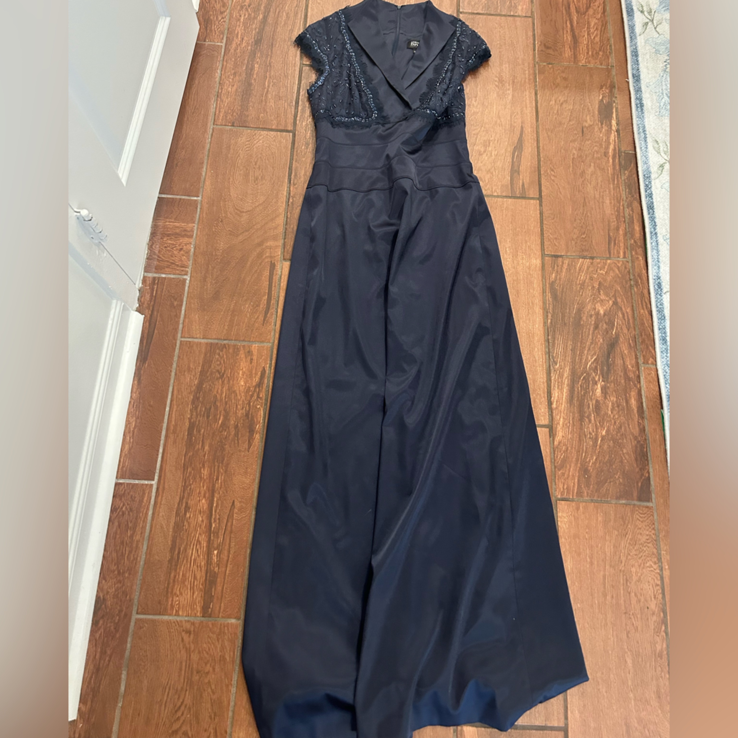 Adrianna Papell Size 8 Navy Tuxedo Mother Of The Bride Gown
